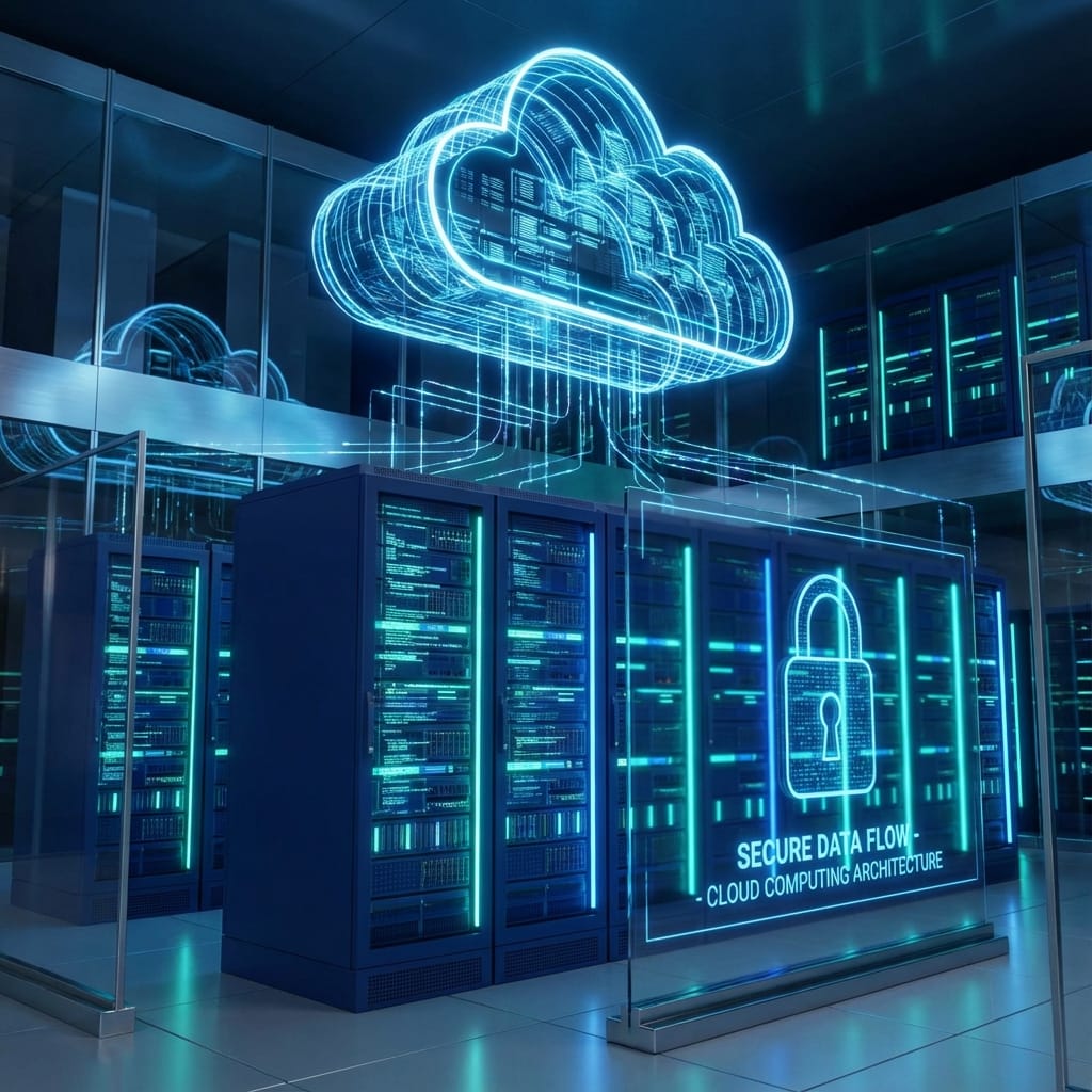 Server rack connected to cloud services